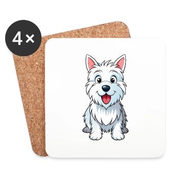 Cheeky Westie : Oeuvre de chien d’un Terrier blanc - Dessous de verre (lot de 4) - blanc - Devant