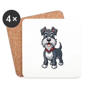 Anmutiges Standard-Schnauzer-Kunstdesign - Untersetzer (4er-Set) - Weiß - Vorne