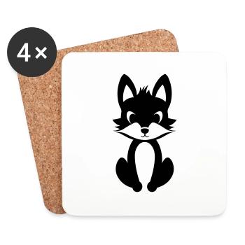 Renard - Dessous de verre (lot de 4) - blanc - Devant