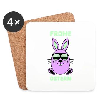 Joyeux lapin de Pâques - Dessous de verre (lot de 4) - blanc - Devant