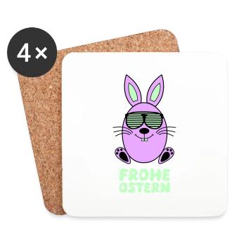 Joyeux lapin de Pâques 1 - Dessous de verre (lot de 4) - blanc - Devant