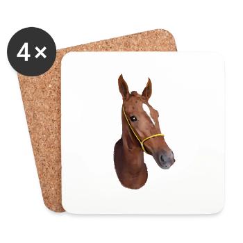 Tête de cheval stylisée - Dessous de verre (lot de 4) - blanc - Devant