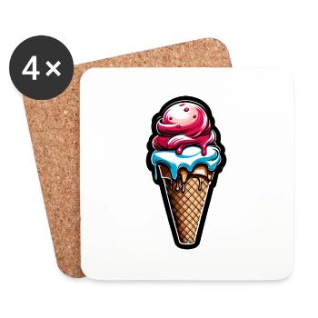Eiscreme / Sorbet / Gelato / Sommer / Sonne - Untersetzer (4er-Set) - Weiß - Vorne