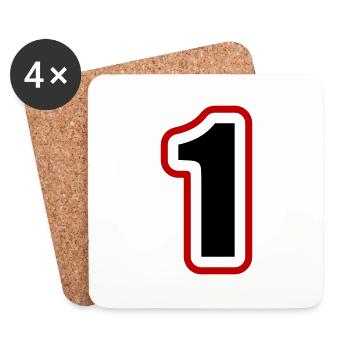 1 Zahl College - Untersetzer (4er-Set) - Weiß - Vorne