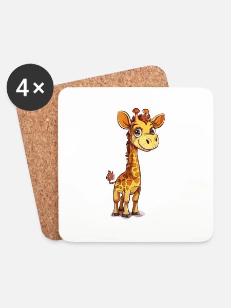Bunte Cartoon Giraffe - Untersetzer (4er-Set) - Weiß