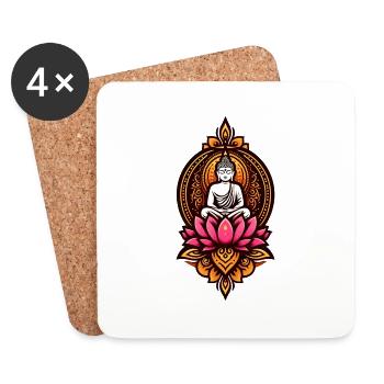 Bouddha assis - Dessous de verre (lot de 4) - blanc - Devant