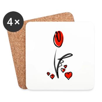 mit viel Liebe! - Untersetzer (4er-Set) - Weiß - Vorne