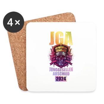 Junggesellenabschied 2024 Totenkopf Jga Party - Untersetzer (4er-Set) - Weiß - Vorne