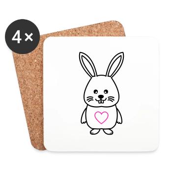 Lapin Comic Amour - Dessous de verre (lot de 4) - blanc - Devant