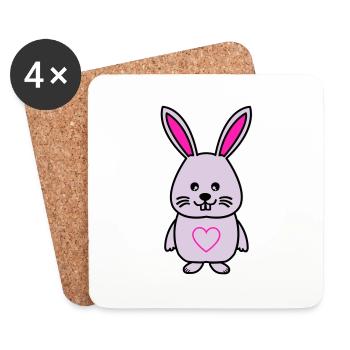 Lapin Comic Amour - Dessous de verre (lot de 4) - blanc - Devant