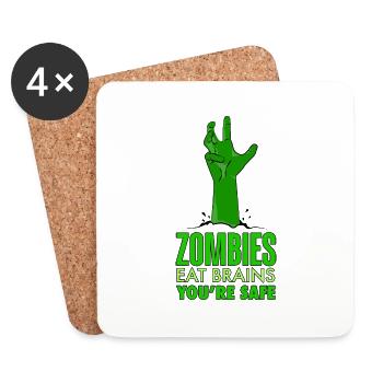 Zombies eat brains You are safe Gree Version - Coasters (set of 4) - white - Front