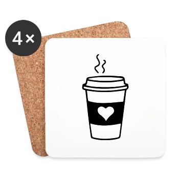 Kaffeebecher Liebe - Untersetzer (4er-Set) - Weiß - Vorne