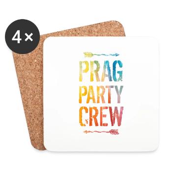 Prag Party Crew Spruch - Untersetzer (4er-Set) - Weiß - Vorne
