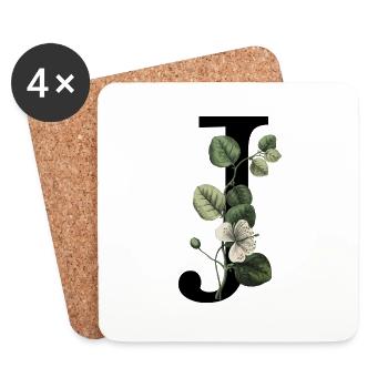Buchstabe J Grüne Botanik - Untersetzer (4er-Set) - Weiß - Vorne