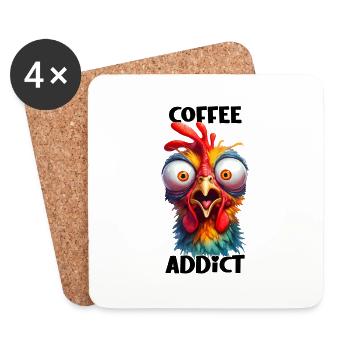 Poulet poule Coloré Ferme Isolé Coq Café - Dessous de verre (lot de 4) - blanc - Devant