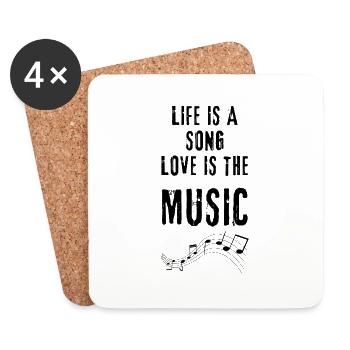 La vie est une chanson, l’amour est la collection MUSIQUE - Dessous de verre (lot de 4) - blanc - Devant