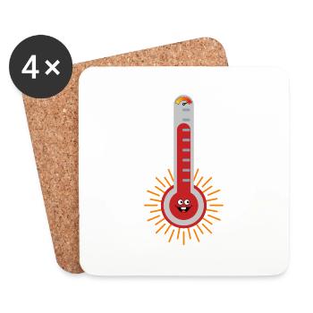 Thermométre heureux durant la canicule - Dessous de verre (lot de 4) - blanc - Devant