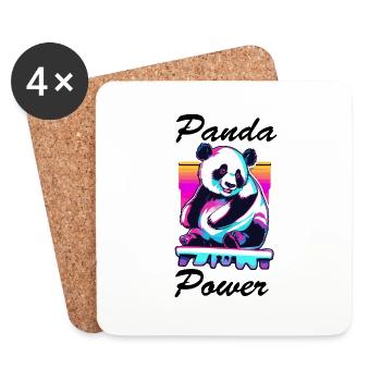 Panda / Animal / Zoo / Bambou / Sauvage / Enfantin - Dessous de verre (lot de 4) - blanc - Devant