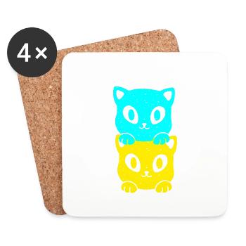 Ukraine Chats Chat Chatons Animaux - Dessous de verre (lot de 4) - blanc - Devant
