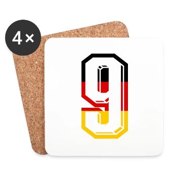 Nummer 9 Deutschland Trikot Zahl 9 Jahre - Untersetzer (4er-Set) - Weiß - Vorne