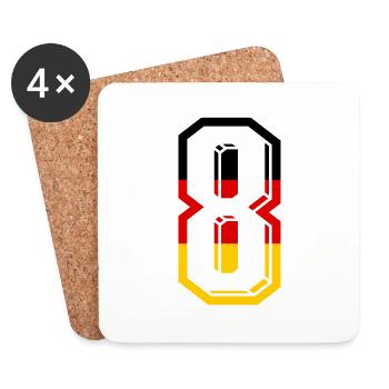 Nummer 8 Deutschland Trikot Zahl 8 Jahre - Untersetzer (4er-Set) - Weiß - Vorne