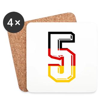 Nummer 5 Deutschland Trikot Zahl 5 Jahre - Untersetzer (4er-Set) - Weiß - Vorne