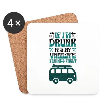 Vanlife ivre, humour/blague design - Dessous de verre (lot de 4) - blanc - Devant
