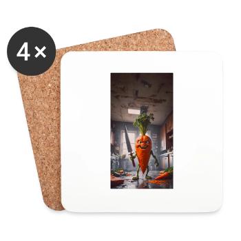 vegetables downfall Apocalypse Monster carrot - Coasters (set of 4) - white - Front