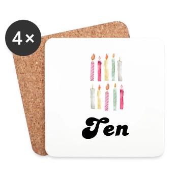 10th Anniversary Candle - Coasters (set of 4) - white - Front