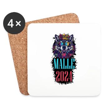Malle 2024 Holiday Wolf - Coasters (set of 4) - white - Front