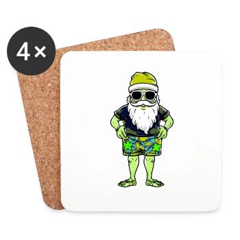 Weihnachtsmann Urlaub Santa - Untersetzer (4er-Set) - Weiß - Vorne
