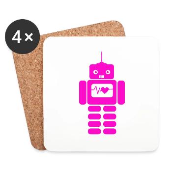 Robot Coeur Amour - Dessous de verre (lot de 4) - blanc - Devant