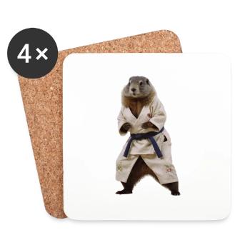 Sporty marmot - Coasters (set of 4) - white - Front