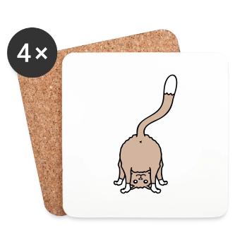 Funny Cat From Behind Shows Backside Ass Fun - Coasters (set of 4) - white - Front