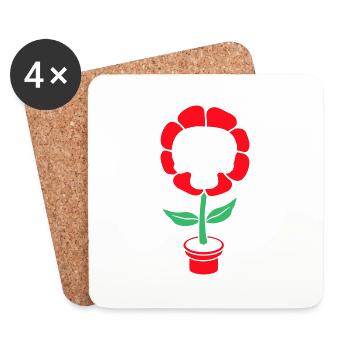 Evil Halloween Flower Skull Skull Horror Pot - Coasters (set of 4) - white - Front