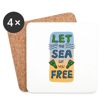 Laisse la mer te libérer - Dessous de verre (lot de 4) - blanc - Devant
