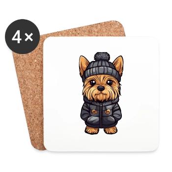 Yorkshire Terrier Chien Élégant - Dessous de verre (lot de 4) - blanc - Devant