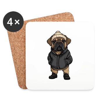 Bullmastiff Chien Élégant - Dessous de verre (lot de 4) - blanc - Devant