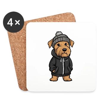 Airedale Terrier Hund Stylisch - Untersetzer (4er-Set) - Weiß - Vorne