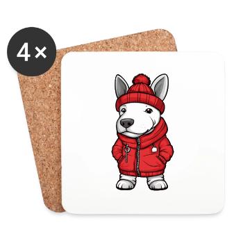 Bull Terrier Chien Élégant - Dessous de verre (lot de 4) - blanc - Devant