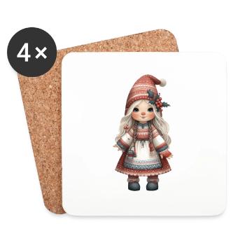 Weihnachtswichtel 4 - Untersetzer (4er-Set) - Weiß - Vorne