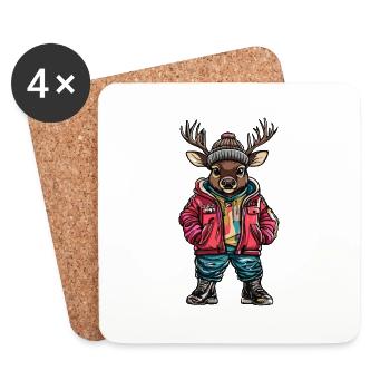 Hirsch Fashion Winter - Coasters (set of 4) - white - Front