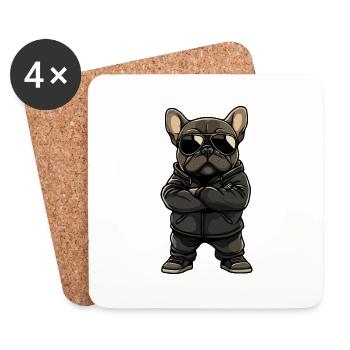 Bouledogue français Chien - Dessous de verre (lot de 4) - blanc - Devant