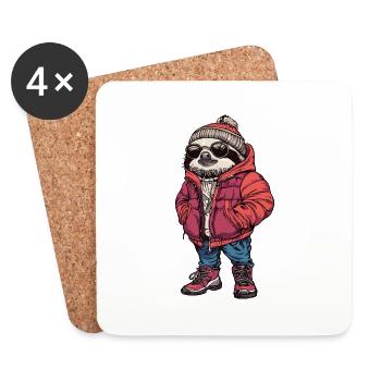 paresseux mode hiver - Dessous de verre (lot de 4) - blanc - Devant