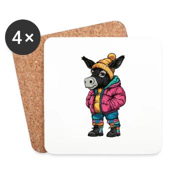 Donkey Mode Hiver - Dessous de verre (lot de 4) - blanc - Devant
