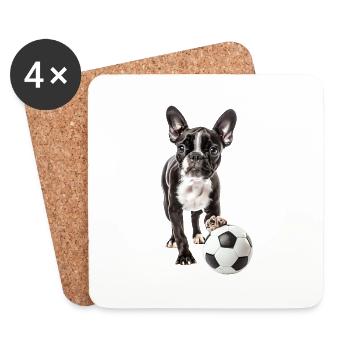 Boston Terrier - Dessous de verre (lot de 4) - blanc - Devant