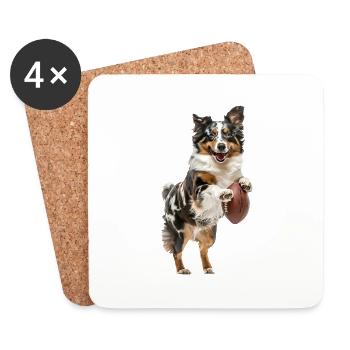 Australischer Schäferhund - Untersetzer (4er-Set) - Weiß - Vorne