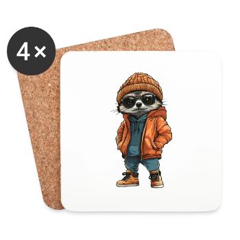 Meerkat Mode Hiver - Dessous de verre (lot de 4) - blanc - Devant