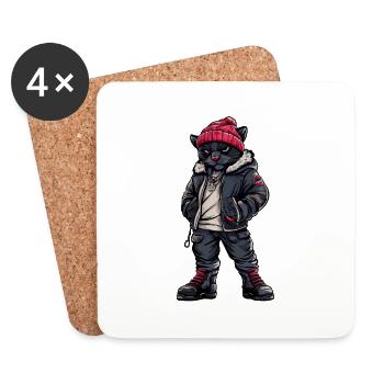Panther Mode Hiver - Dessous de verre (lot de 4) - blanc - Devant