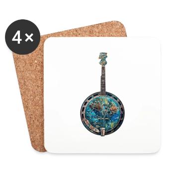Fish Banjo - Coasters (set of 4) - white - Front